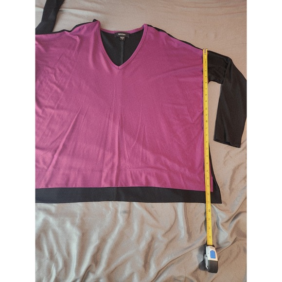 Karen Kane Colorblock V-Neck Blouse Women's Magenta and Black ...size L - Picture 4 of 8